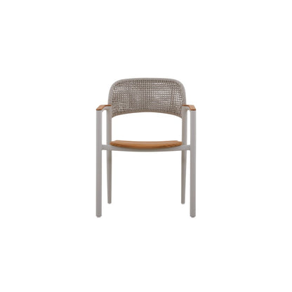 La Tour Outdoor Rope Dining Chair with Teak Arm in Beige