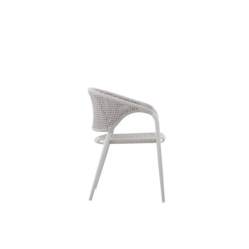 La Tour Outdoor Rope Dining Chair with Teak Arm in Beige