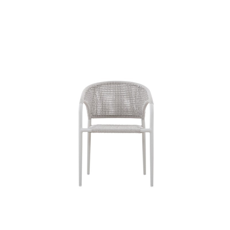 La Tour Outdoor Rope Dining Chair with Teak Arm in Beige