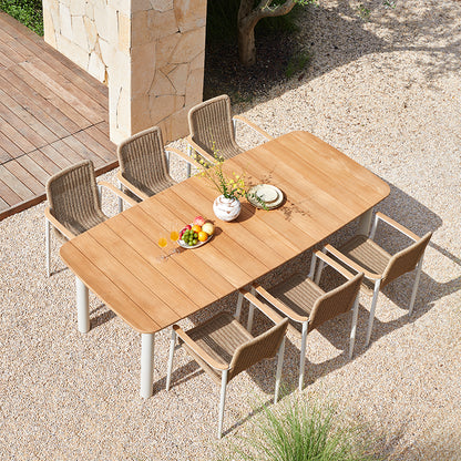 Marine Outdoor Teak Dining Table 240 cm with 6 Chairs