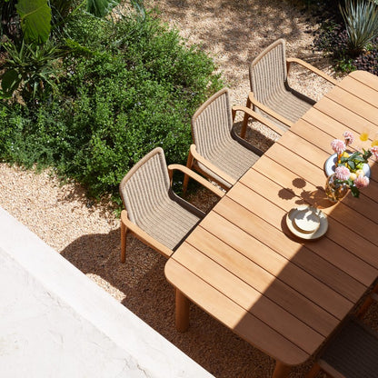 Marine Outdoor Full Teak Dining Table 240 cm with 6 Teak Chairs