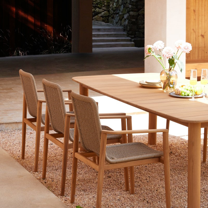 Marine Outdoor Full Teak Dining Table 240 cm with 6 Teak Chairs