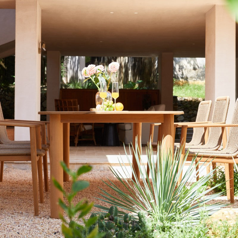 Marine Outdoor Full Teak Dining Table 240 cm with 6 Teak Chairs