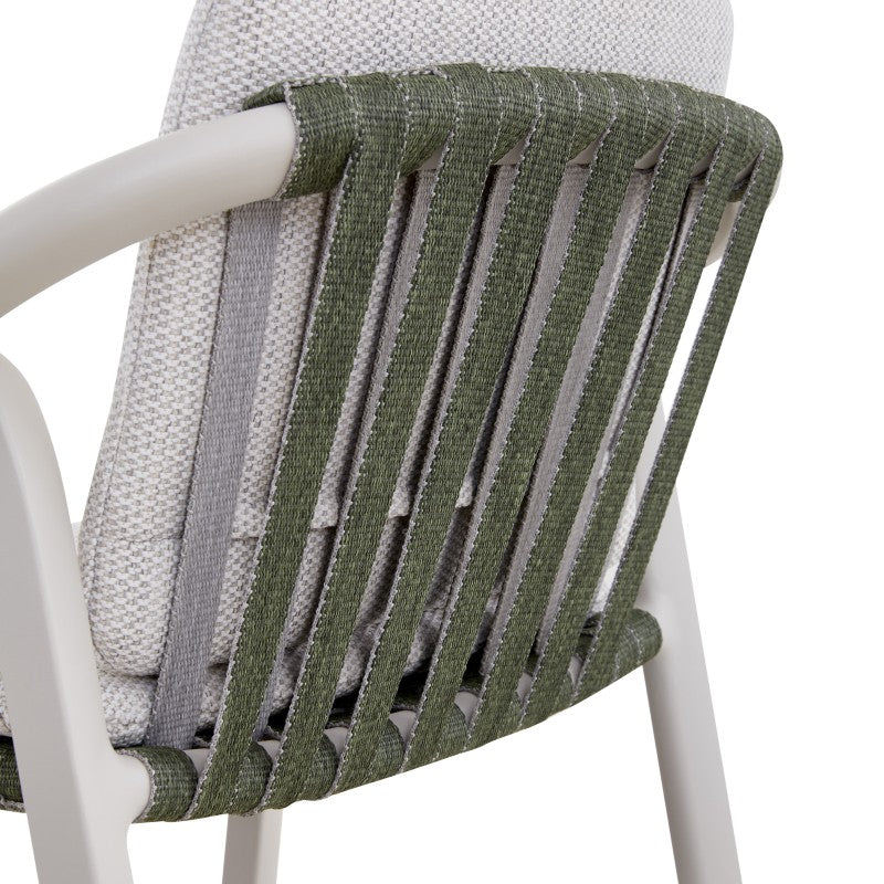 Vento Outdoor Rope Bar Chair with Cushion in Beige Frame and Green Rope