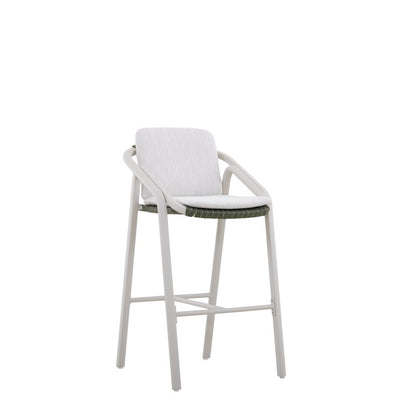 Vento Outdoor Rope Bar Chair with Cushion in Beige Frame and Green Rope