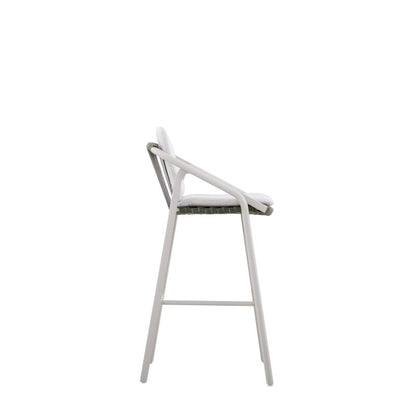 Vento Outdoor Rope Bar Chair with Cushion in Beige Frame and Green Rope