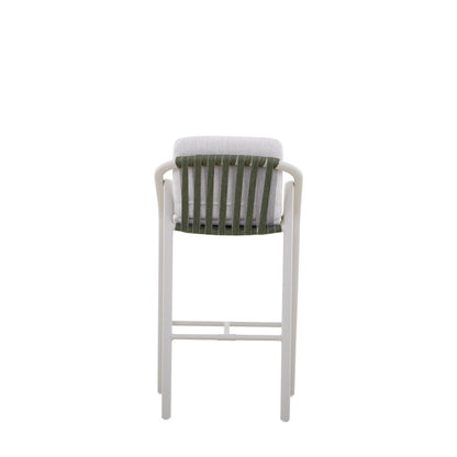 Vento Outdoor Rope Bar Chair with Cushion in Beige Frame and Green Rope