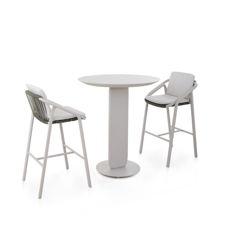 Vento Outdoor Rope Bar Chair with Cushion in Beige Frame and Green Rope