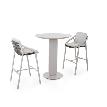 Vento Outdoor Rope Bar Chair with Cushion in Beige Frame and Green Rope